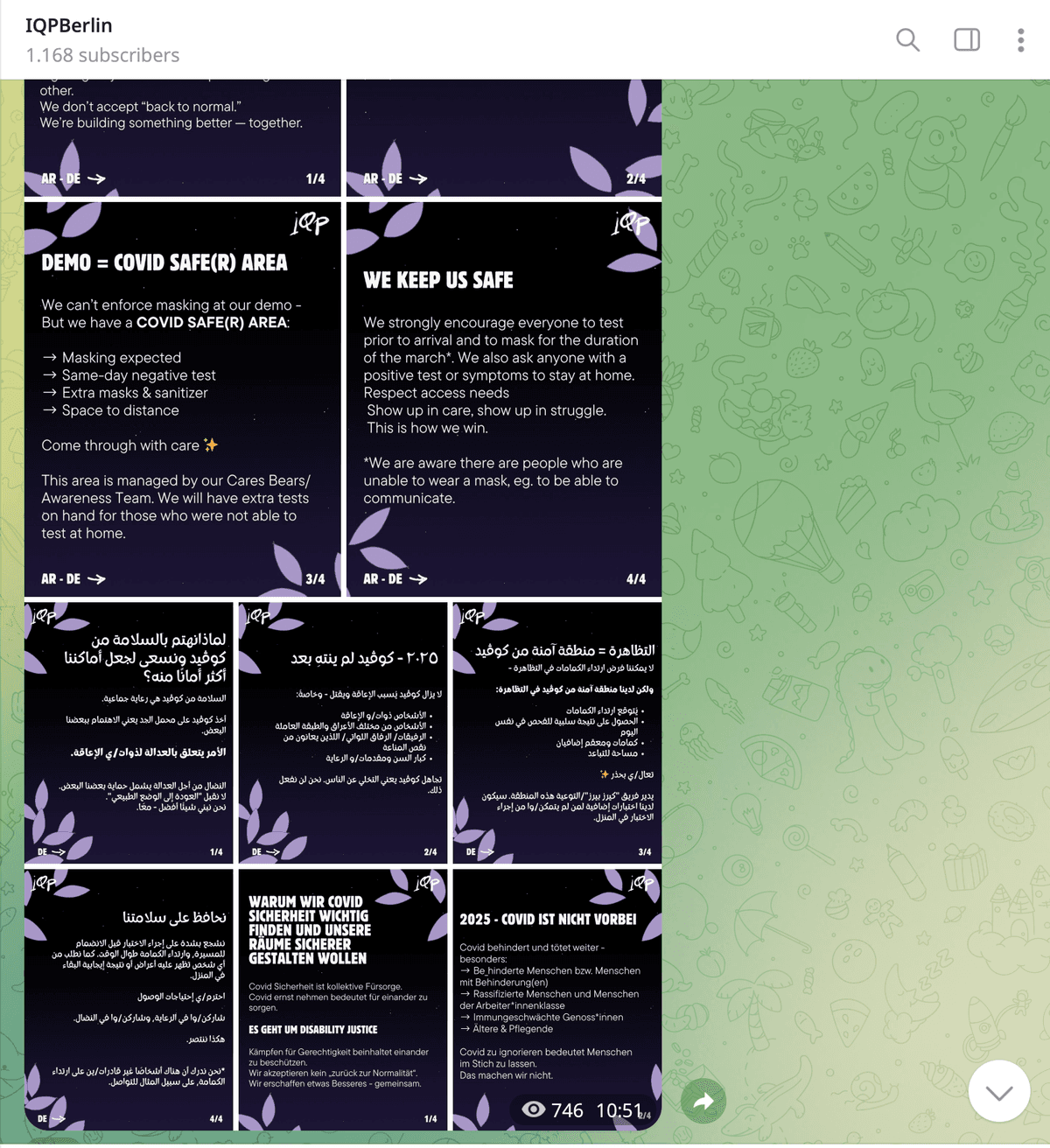 4. More about Covid is shared in six different languages in this same Telegram channel.